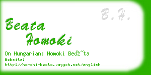 beata homoki business card